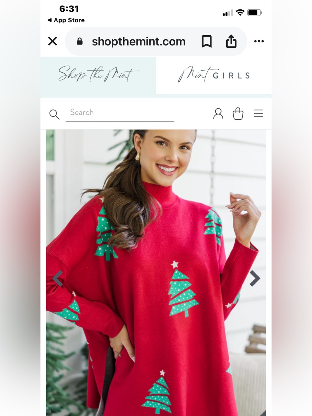 The Mint Red Christmas Tree Cowl Sweater